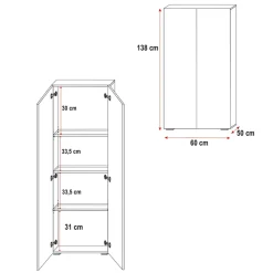 Letto a soppalco con armadio 254x120cm bianco Simone Gihome®