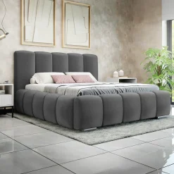 Letto alla francese 140x200 cm con rete contenitore imbottito grigio scuro Cometa