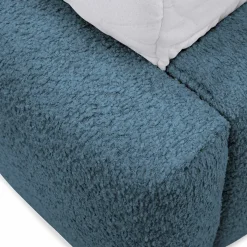Letto alla francese 140x200cm con rete contenitore imbottito tessuto bouclé turchese Aluna