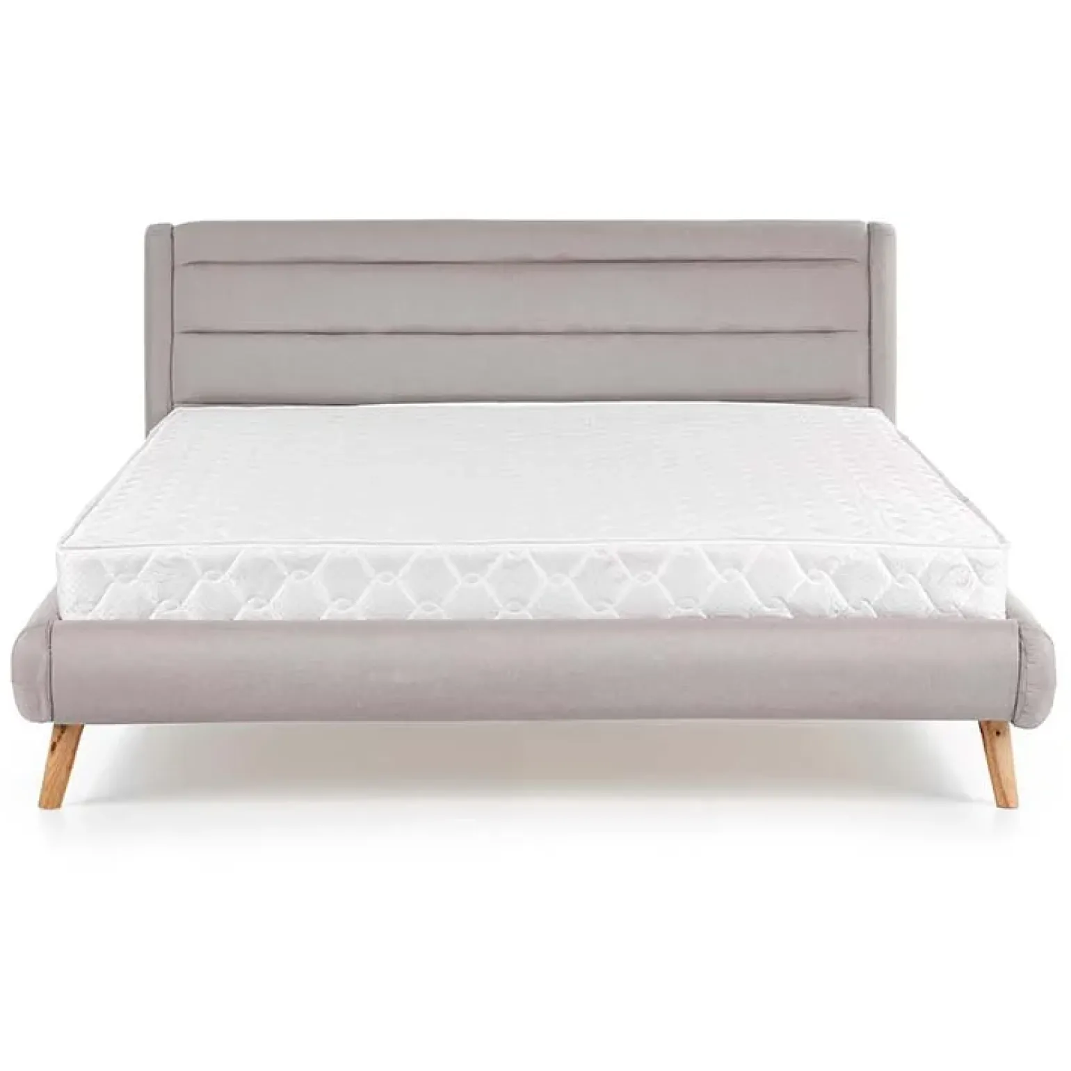 Letto alla francese 140x200cm in tessuto grigio chiaro Pompei Gihome®