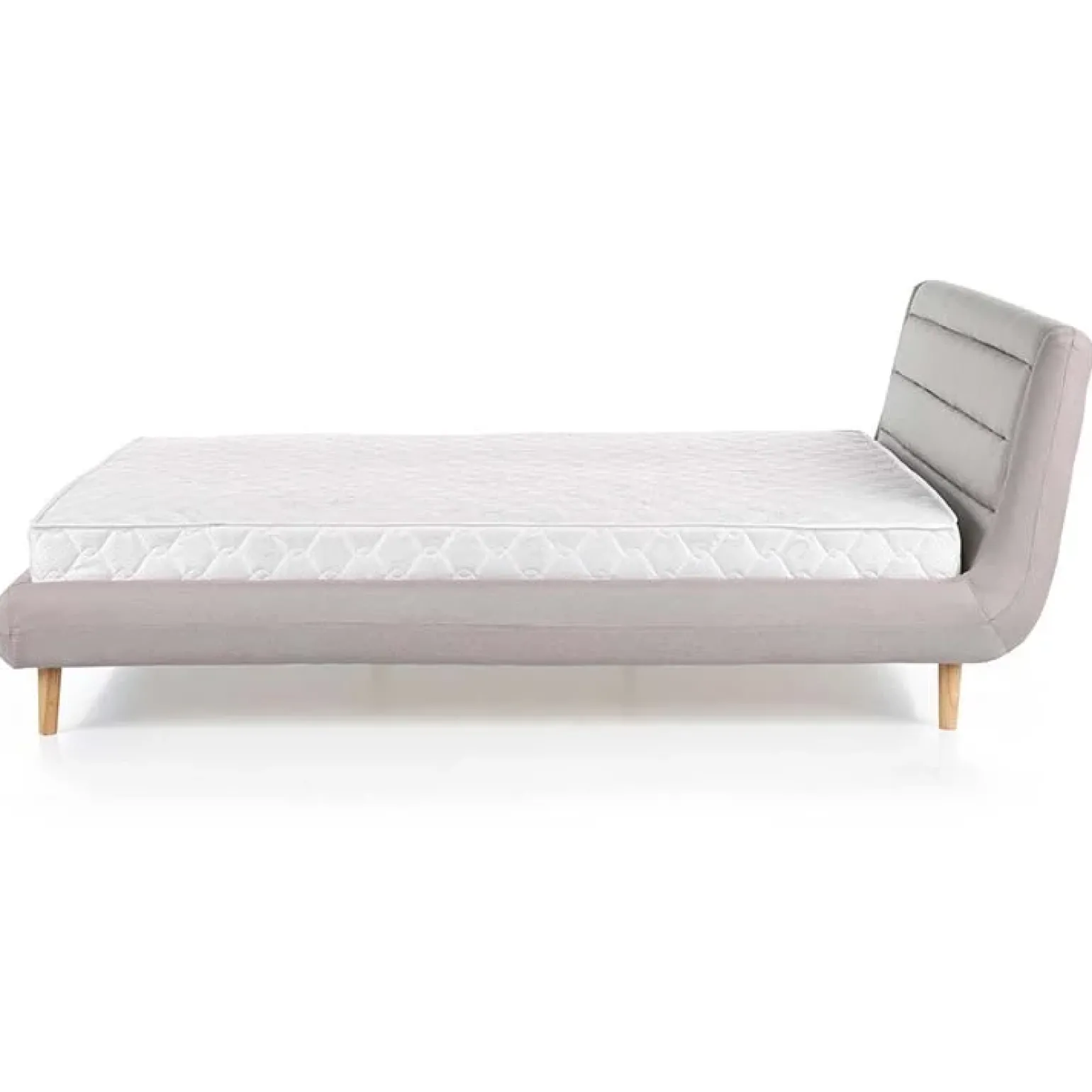 Letto alla francese 140x200cm in tessuto grigio chiaro Pompei Gihome®