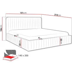 Letto contenitore alla francese 140x200cm imbottito velluto marrone Poffi