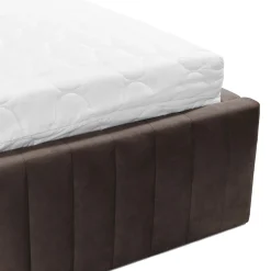 Letto contenitore alla francese 140x200cm imbottito velluto marrone Poffi