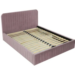 Letto contenitore matrimoniale 160x200 imbottito velluto rosa Poffi