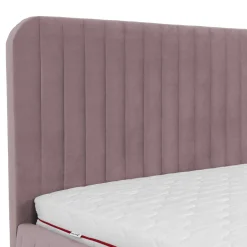 Letto contenitore matrimoniale 160x200 imbottito velluto rosa Poffi