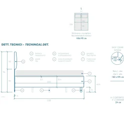 Letto contenitore matrimoniale 160x195 imbottito tessuto bianco CozyHaven