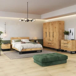 Letto contenitore matrimoniale 160x200cm rovere metallo nero Petra