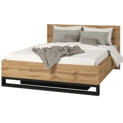 Letto contenitore matrimoniale 160x200cm rovere metallo nero Petra
