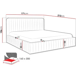Letto contenitore matrimoniale 160x200 imbottito velluto beige Poffi