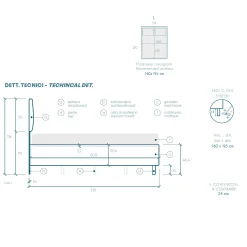 Letto contenitore matrimoniale 160x195 imbottito tessuto grigio Supreme Sleep