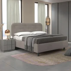 Letto contenitore una piazza e mezza 120x195cm imbottito tessuto tortora DreamLift