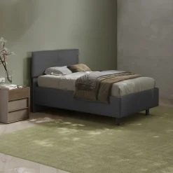 Letto contenitore una piazza e mezza 120x195cm imbottito tessuto antracite EliteDreams
