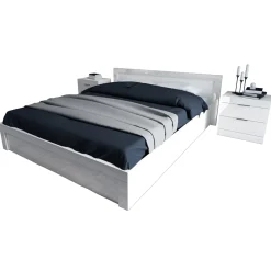 Letto matrimoniale con comodini 160x200cm bianco lucido Alina