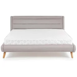 Letto matrimoniale in tessuto 160x200cm grigio chiaro legno naturale Pompei Gihome®