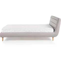 Letto matrimoniale in tessuto 160x200cm grigio chiaro legno naturale Pompei Gihome®