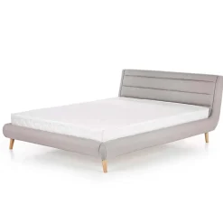 Letto matrimoniale in tessuto 160x200cm grigio chiaro legno naturale Pompei Gihome®