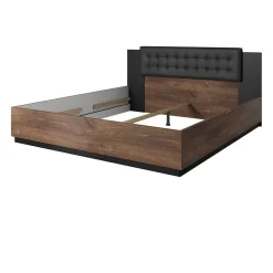 Letto matrimoniale oversize 180x200cm con rete contenitore quercia scuro nero Vulcano