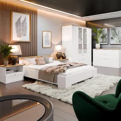 Letto matrimoniale 160x200cm bianco rovere Relaxio