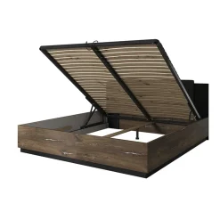 Letto matrimoniale 160x200cm con rete contenitore rovere scuro nero Vulcano