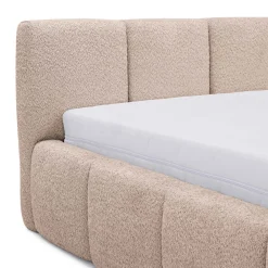 Letto matrimoniale 160x200cm con rete contenitore imbottito tessuto bouclé rosa Aluna