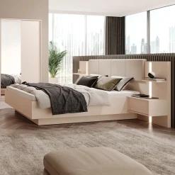 Letto matrimoniale 160x200cm contenitore con comodini beige Jolly