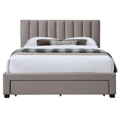 Letto matrimoniale 160x200cm imbottito con cassettoni beige Lux