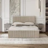 Letto matrimoniale 160x200cm imbottito con contenitore beige Emporio