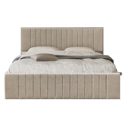 Letto matrimoniale 160x200cm imbottito con contenitore beige Emporio