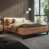 Letto matrimoniale 160x200cm rovere metallo nero industrial Petra