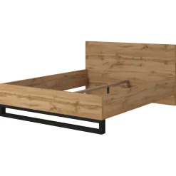 Letto matrimoniale 160x200cm rovere metallo nero industrial Petra