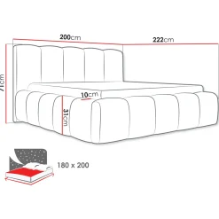 Letto oversize 180x200cm con rete contenitore imbottito tessuto bouclé turchese Aluna