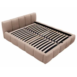 Letto oversize 180x200cm con rete contenitore imbottito tessuto bouclé rosa Aluna