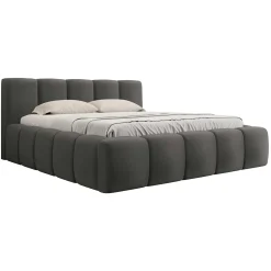 Letto oversize 180x200cm con rete contenitore imbottito grigio scuro Aluna