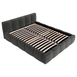 Letto oversize 180x200cm con rete contenitore imbottito grigio scuro Aluna