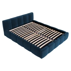 Letto oversize 180x200cm con rete contenitore imbottito blu Aluna