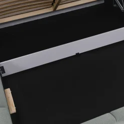 Letto oversize 180x200cm con rete contenitore imbottito azzurro grigio Aluna