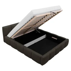 Letto oversize 180x200cm con rete contenitore imbottito tessuto bouclé nero Aluna