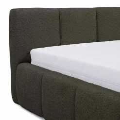Letto oversize 180x200cm con rete contenitore imbottito tessuto bouclé nero Aluna