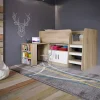 Letto singolo 90x200cm a soppalco rovere sonoma bianco opaco Erick