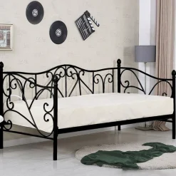 Letto singolo 90x200cm moderno con testiera nero Azahara