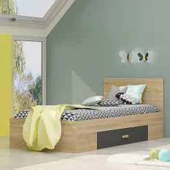 Letto singolo 90x200cm moderno rovere antracite Chiaretto