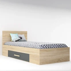 Letto singolo 90x200cm moderno rovere antracite Chiaretto