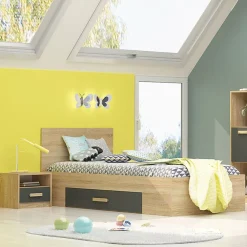 Letto singolo 90x200cm moderno rovere antracite Chiaretto