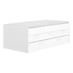 Letto singolo 90x190cm per bambini legno bianco letto estraibile 3 cassetti Domingo