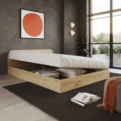 Letto 140x190cm alla francese contenitore moderno rovere rustico Carrisi