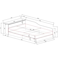 Letto 120x190cm contenitore una piazza e mezza con comò rovere rustico Joel