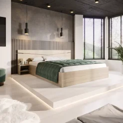 Letto 160x200cm matrimoniale con comodini rovere sonoma Camilla Gihome®