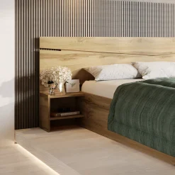 Letto 160x200cm matrimoniale con comodini rovere rustico Camilla Gihome®