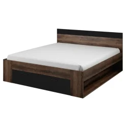Letto 160x200cm matrimoniale contenitore rovere nero opaco Lisbona Gihome®
