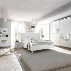 Letto 160x195cm matrimoniale imbottito contenitore bianco laccato opaco Olimpo